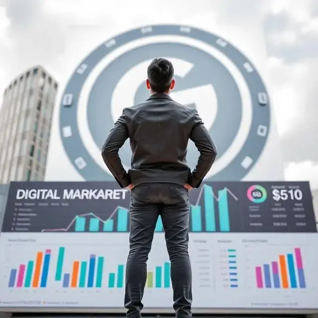 A person writing SEO strategy notes beside a laptop displaying analytics charts and website performance graphs in a bright modern office